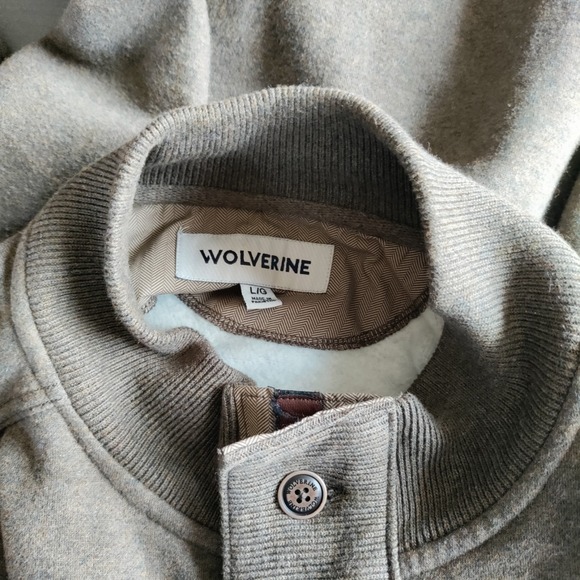 Wolverine Men Brown L Pullover 1/4 Button Fleece Lined Elbow Patch Grandpa Core - Picture 8 of 14